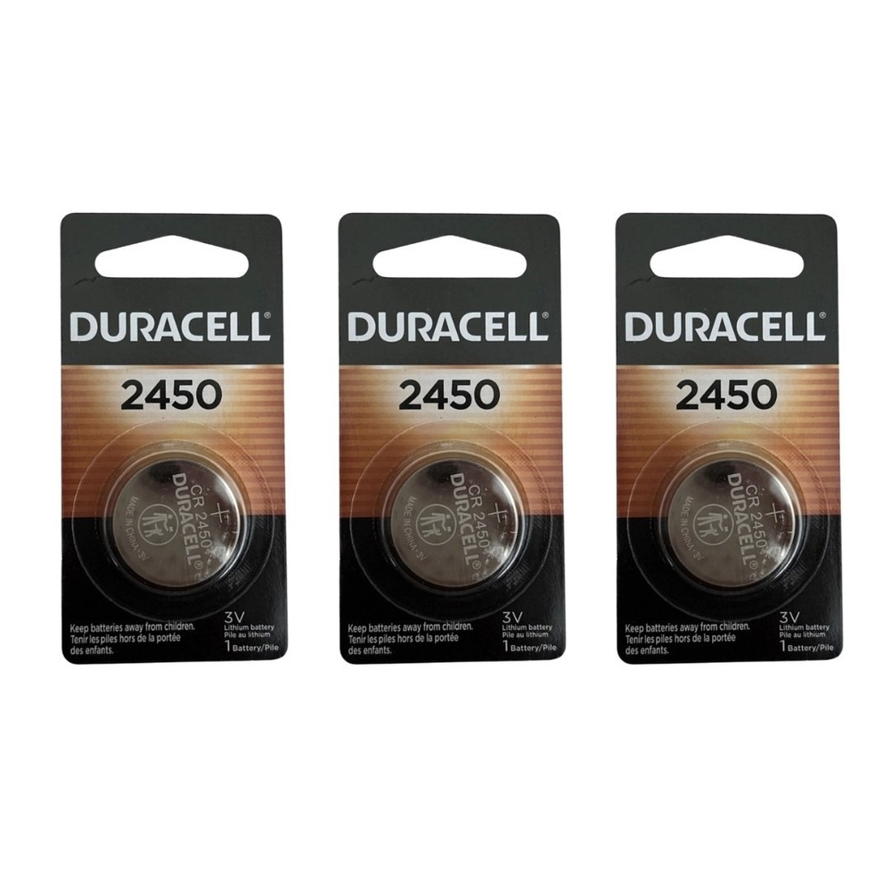 Duracell CR2450 2450 3V Lithium Coin Cell Batteries DL2450B Lot of 3 Bin Deal